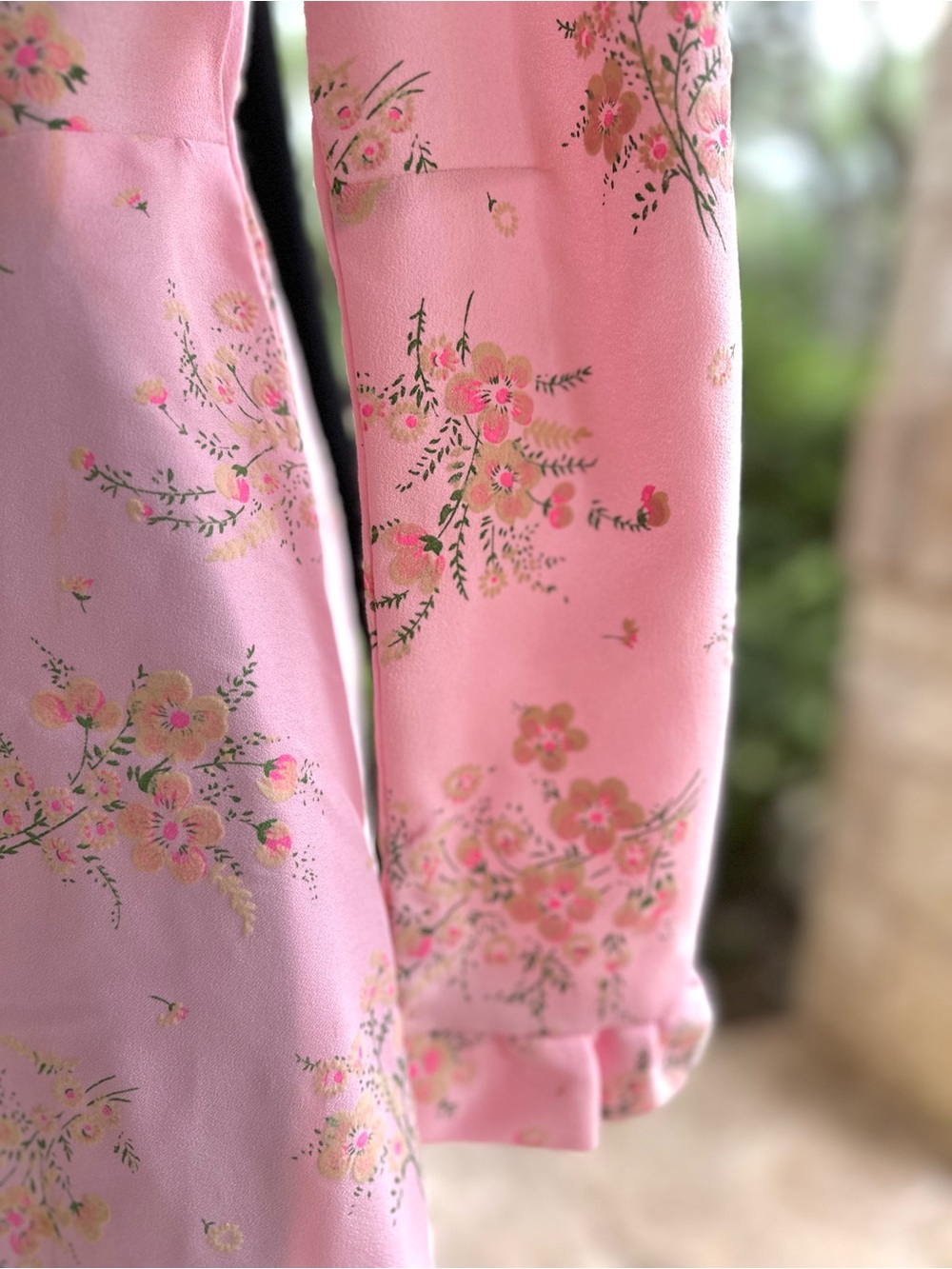 STUNNING Handmade Cottagecore Vintage Pink Floral Long Sleeve Maxi Dress - Picture 14 of 16